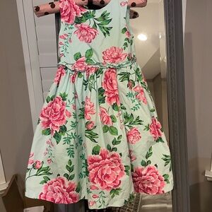 Floral Kids Dress in Green and Pink